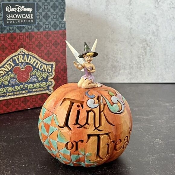 RARE 2013 Jim Shore Tinkerbell Witch Light Up Pumpkin Tink or Treat Figurine - Picture 9 of 12